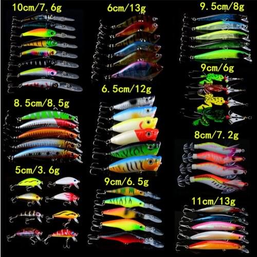 56pcs/lot Carp Fishing Bait Artificial Mixed 10 Modesl Crankbait Fishing Lures Quality Good Plastic Wobblers Hard Baits H-T71