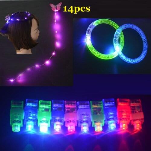 Glow in the Dark Party Glow Bracelet Led Hair Styling Tools Finger Lights Headband Pack Wedding Birthday Christmas Halloween