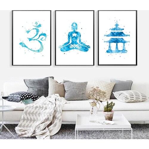 Watercolor Buddha Buddhism Canvas Poster Abstract Minimalist Art Canvas Painting Wall Picture Print Home Living Room Decoration