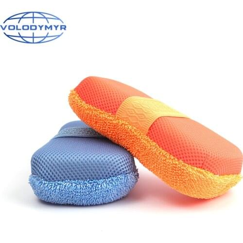 Car Wash Sponge Microfiber Pad Sponge Blue with Mesh Super Absorbent Washing Tools for Car Cleaning Clean Auto Detailing Detail