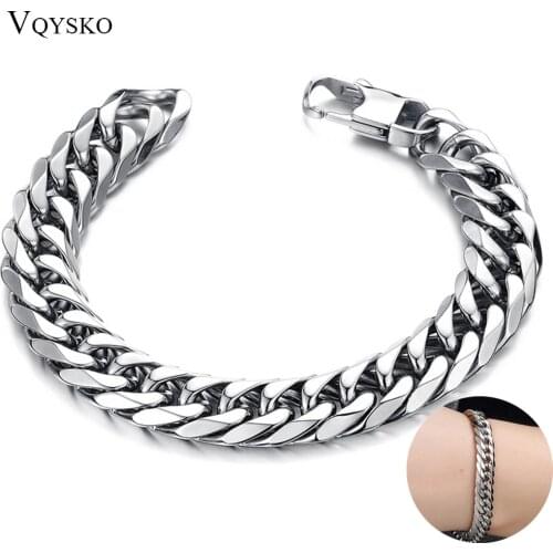 Fashion Mens Bracelets Fine Polished Stainless Steel Curb Cuban Link Chain Bracelet For Male Jewelry Gift Accessories Wholesale