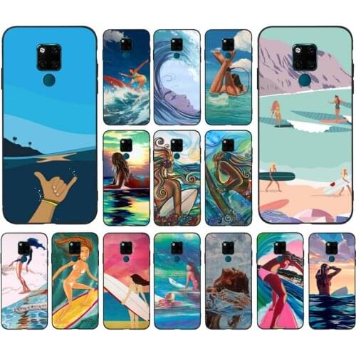 FHNBLJ Surfboard Surfing Art Surf Girl Phone Case for Huawei Mate 20 10 9 40 30 lite pro X Nova 2 3i 7se