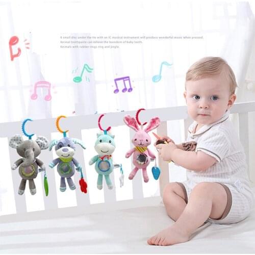 Baby Rattles Stroller Hanging Soft Toys mobile Bed Cute Elephant Rabbit Animal Doll Baby Crib Hand Bell Toys for 0-12 month