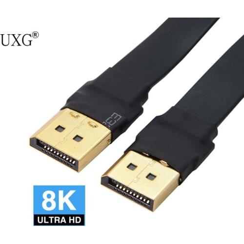 Displayport DP 4K 60hz Cable 0.2m Slim Flat Soft Active Male to Male Fast Transfer Ultra FHD