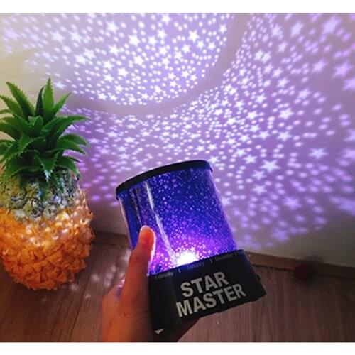 Fantasy Romantic Starry Sky LED Star lights Rotating Night Light Projector Happy Birthday Moon Sleep Kids Baby Lamp Battery