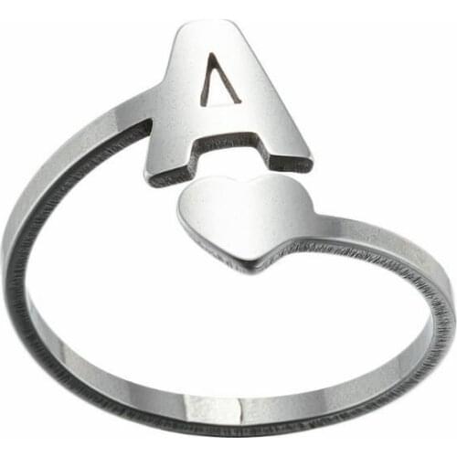 A-Z Letter Golden Metal Adjustable Open Ring Initials Name Letter Female Creative Finger Ring Fashion Party Jewelry Viking 2020