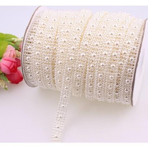 Cotton Fishing Line Artificial Ivory White Square Sun Flower Flatback Pearl Beads Chain DIY Garland Wedding Decoration