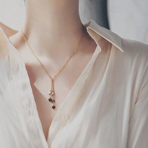 YUN RUO Fashion Five Hearts Tassel Pendant Necklace Rose Gold Color Titanium Steel Jewelry Woman Gift Never Fade Drop Shipping