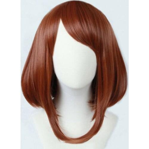 My Hero Academia Boku no Hiro Akademia Uraraka Ochako Wigs Heat Resistant Synthetic Hair Short Brown Bobo Cosplay Wig + Wig Cap