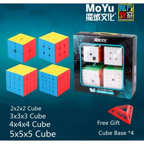 MoYu cube box 2x2 3x3x3 4x4 5x5 Profissional magic cube Moyu 4pcs Speed Cube Set Meilong Magic Cube Puzzle Educational Toys kids