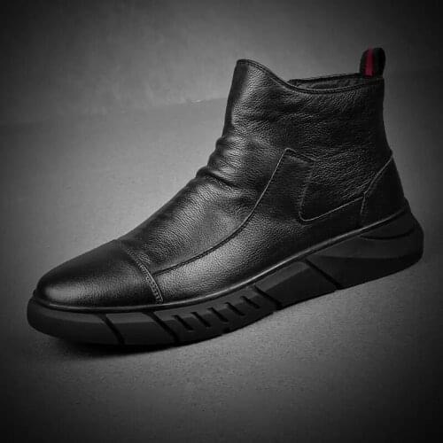 Vibrato Mens Casual Martin Boots Autumn and Winter Two High-top Warm Snow Boots Men Men Boots Mens Shoes