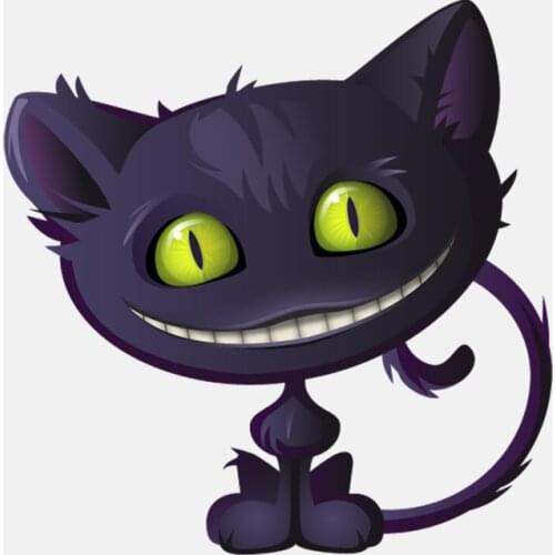 LLY-1686 Car Sticker Lovely Grinning Cheshire Cat Icon Decals PVC Auto Accessories Bumper Window Decoration Waterproof Decal