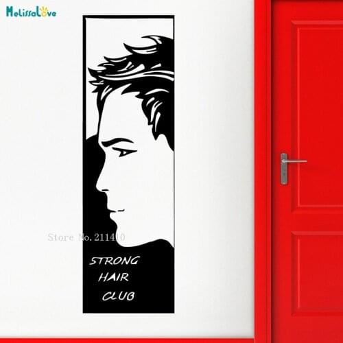 Glamour Man Wall Sticker Man Barbershop Beauty Hairdresser Murals Decor Strong Hair Club Removable Vinyl Cool Decals YT921