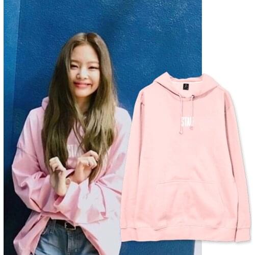 New Korean K Pop Kpop K-pop Clothes Jennie Long Sleeve Hoodie Sweatshirts Pullovers Female Harajuku Kawaii Streetwear Hooded Top