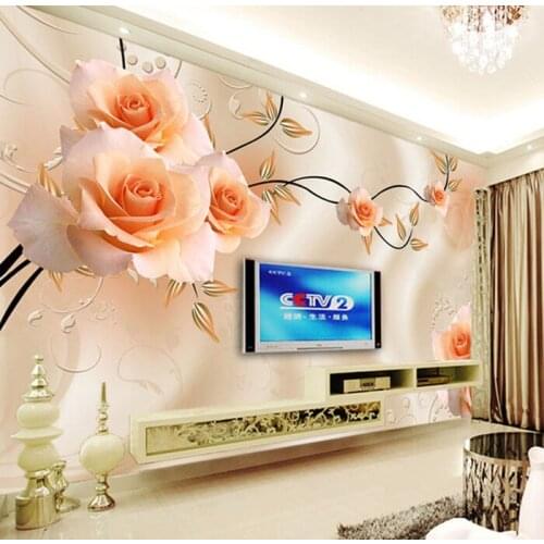 Wallpaper background wall TV large modern minimalist wallpaper mural living room bedroom warm wedding room roses