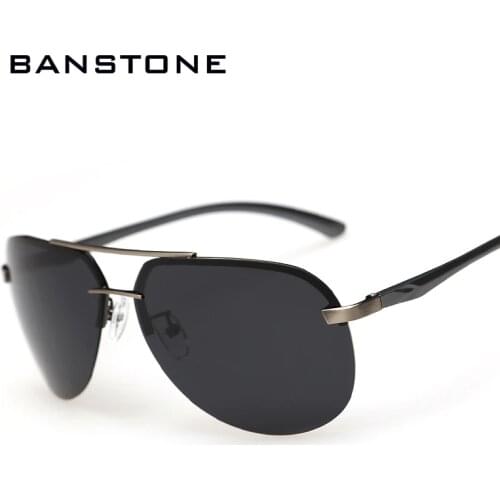 BANSTONE Aluminum Magnesium Polarized Men Sunglasses Pilot Sun Glasses Driving Eyewear Goggle Male Outdoor Glasses UV400
