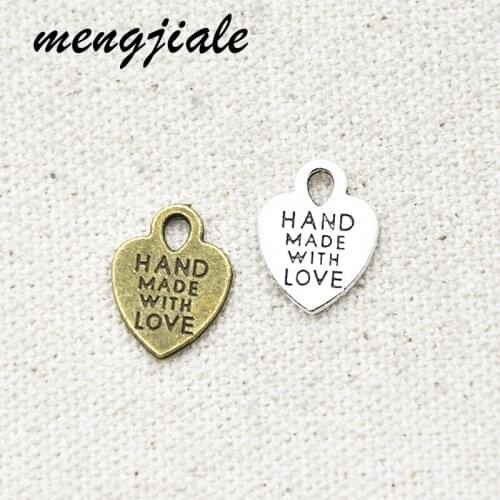 25PCS Wholesale Vintage Metal Heart Plates Charms For Handmade Jewelry Findings DIY Craft