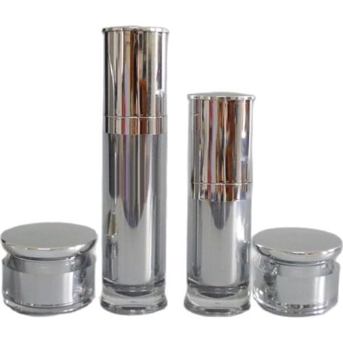 50ml shiny mirror silver acrylic/plastic bottle for lotion/emulsion/serum/foundation/skin care container pump bottle