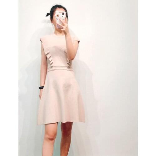 Patads French light luxury minority womens dress autumn and Winter Palace Ruffle short sleeve knitted dress r000520