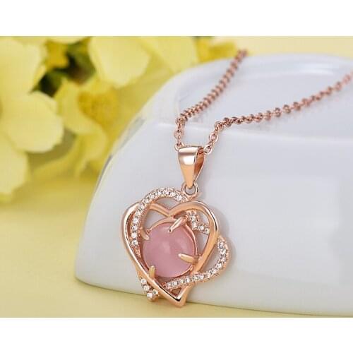 Popular 925 Silver Mosaic Pink Crystal Round Dangle Pendant Trendy Fashion Charm Jewelry Accessories Gifts for Her Women