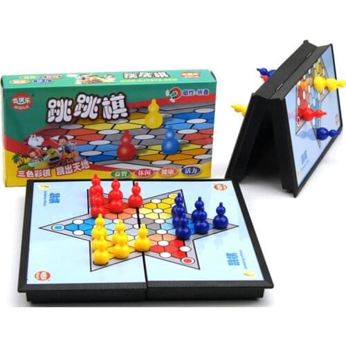 Portable Folding Chess Board Checkers Game Hexagonal Checkers 6 color Chinese Checkers Puzzle Educational Toys