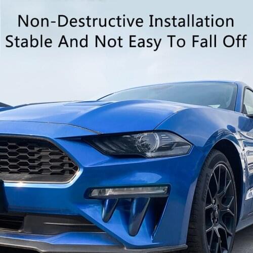 QHCP Car Front Fog Lamp Light Cover Frame Fangs Bucktooth Tusk Shape Creative Decoration Sticker For Ford Mustang 2018 2019 2020