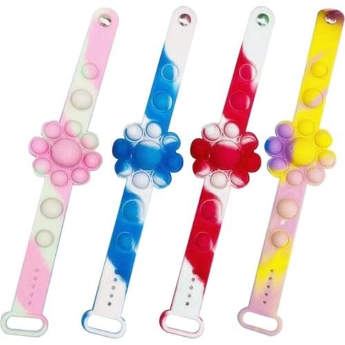 Fidget Bracelet Toy Silicone Decompression Wristband Stress Relief Sensory Toy Anxiety Bubble Bracelet Mini Relief Flip Toy