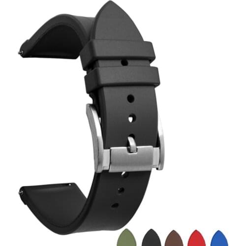 BEAFIRY Fluorine Rubber Watch Strap 20mm 22mm Quick Release Silicone Watchband Watches Band Waterproof Black blue brown green