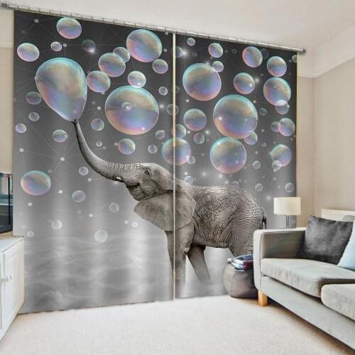 Customized size Luxury Blackout 3D Window Curtains For Living Room grey elephant curtains 3d stereoscopic curtain