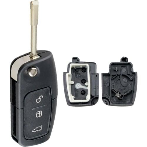 3 Buttons Car Key Fob Case Shell Flip Folding Remote Cover w/ Blade Fit for Ford