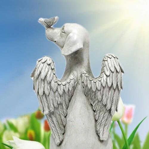Angel Dog Statue Garden Decor Resin Crafts Butterfly Tribute Puppy Statue Sculpture Creative Home Indoor Outdoor Decoration