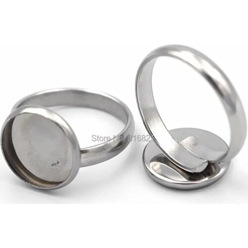 Glass Cameo Cabochons Stainless Steel Ring Findings 10mm to 25mm Round Smooth Bezel Rings Settings Blank DIY Crafts NO Fade