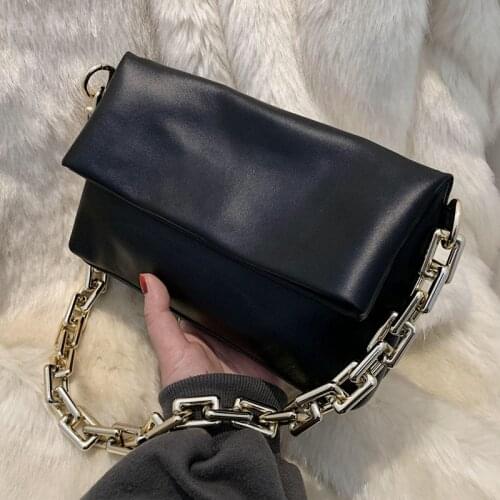 Luxury Handbags Women Bags 2021 New Quality Soft Leather Shoulder Crossbody Bag Fashion Branded Lady Thick Chain Clutches Black