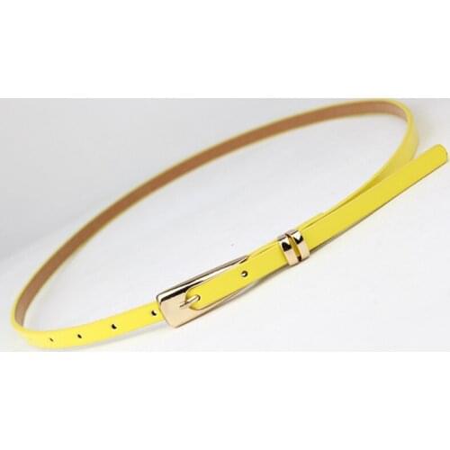 Candy Color Metal Buckle Thin Casual Belt For Women pu Leather Belt Female Straps Waistband For Apparel Accessories
