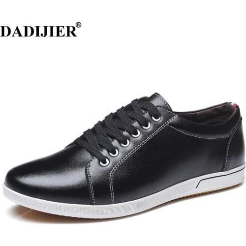 DADIJIER Men Casual Shoes handmade Breathable comfortable Men Flats brand men shoes Black white Split Leather shoes ST222
