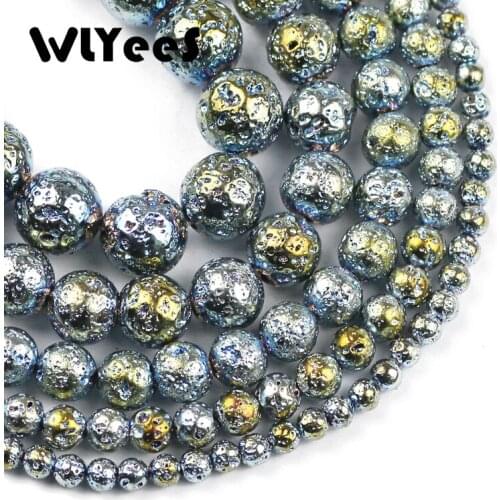 WLYeeS Natural Stone beads New Green Lava Stone Loose Beads 4 6 8 10 12mm Round Ball for Jewelry Accessories Making Bracelet 15"
