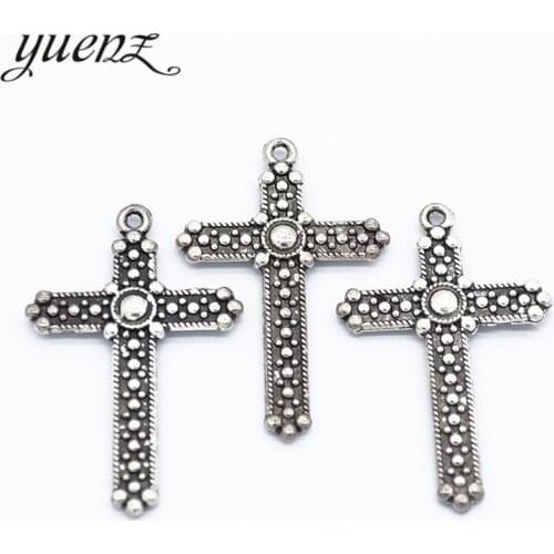YuenZ 7pcs Antique silver Plated Charms Crosses Pendants for Jewelry Making DIY Handmade 39*26mm T85