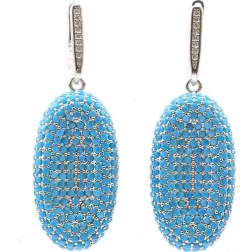 40x21mm Big 17.5g Oval Jewelry Set Created Pink Kunzite White Cubic Zirconia Womans Wedding Silver Pendant Earrings