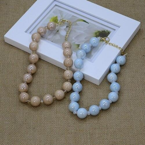 2 Colors Ceramic Beads Statement Necklaces Neck Short Chain Women Ethnic Jewelry Female Collares Accessories Bijoux N15556