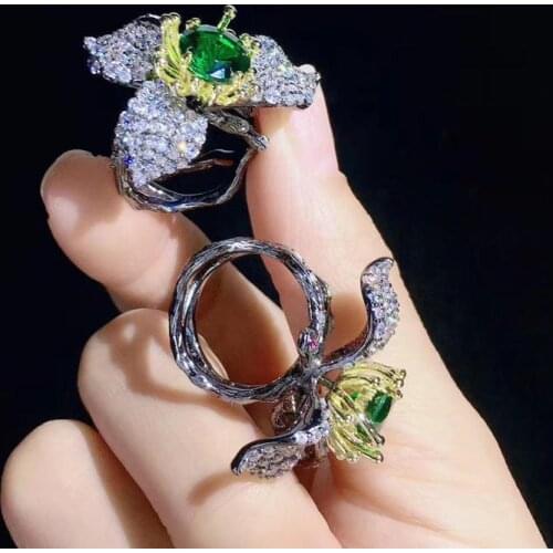 Cute flower ring 925 sterling silver with cubic zircon fine women jewelry free shipping party ring