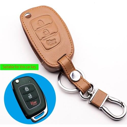100% Genuine Leather Key car case forHyundai Motor IX35 for Beiqi huansu S6 3 buttons remote control Key cases Auto Accessories