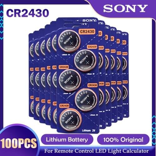 100PCS Sony CR2430 CR 2430 DL2430 BR2430 KL2430 Button Coin Batteries For Watch Headphone Hearing Aids Toy 3V Lithium Battery