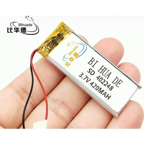 2pcs [SD] 3.7V,420mAH,[402248] Polymer lithium ion / Li-ion battery for TOY,POWER BANK,GPS,mp3,mp4,cell phone,speaker
