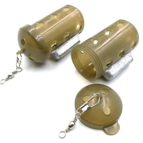 4Set/Bag Carp Fish Ground Bait Cage / Dispenser with Lead for Carp Fishing Rig Accessories River Reservoir Lake Fishing Tackle