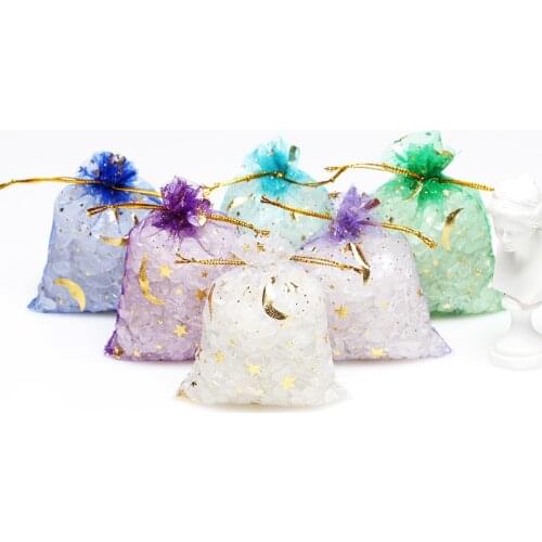 50pcs/lot Stars & Moon Design Organza Bags Jewelry Packaging Bags Wedding Party Decoration Drawable Bags Gift Pouches