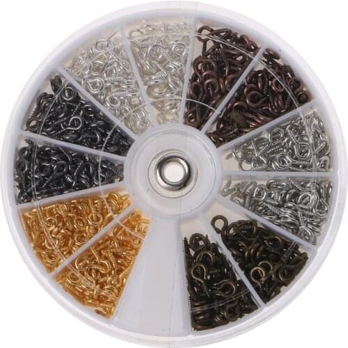 6 Colors Small Screw Eye Pins Eyelets Screw Threaded Hooks Clasps Jewelry Making New