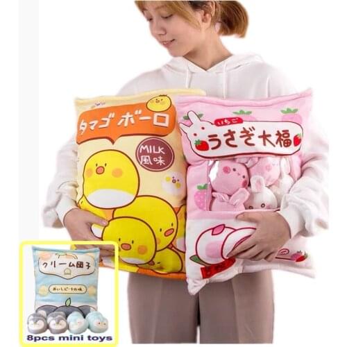 A bag of 8 pcs mini penguins plush toy creative Throw pillow stuffed animal brown bear pudding doll toy for kids girl birthday