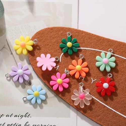 18mm 10Pcs/Lot Acrylic Sun Flower Charms Pendants For DIY Decoration Earrings Key Chains Fashion Jewelry Accessories