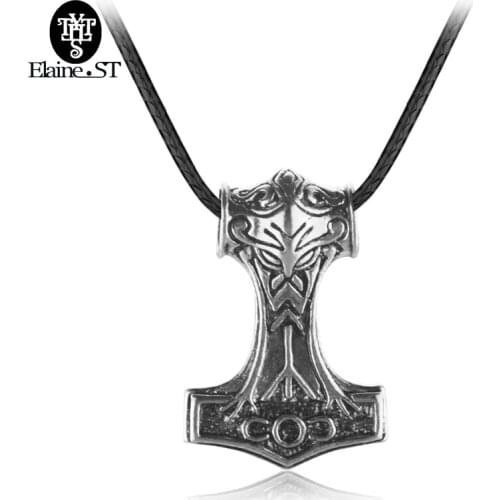 Punk Gothic Rock Biker Titanium Stainless Steel Raytheon Thors Hammer Metal Pendant Chain Scandinavian Norse Viking Necklace