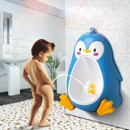 Baby Urinal Babies Boys Potty Toilet Training Penguin Animal Shape Kids Children Stand Vertical Urinal For Free Potty Brush